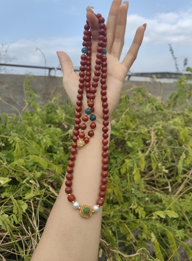 手作定制高级轻奢 新年春节开门红天然南红回纹8mm新中式项链手串