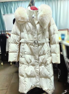 Dili迪骊专柜正品 新款春秋女装黑白长款鸭绒羽绒