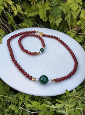 手作定制高级轻奢淡水珍珠南红干青百搭手链项链