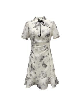 Dili迪骊专柜正品 新款夏季黑白旗袍连衣裙L码 不退不换