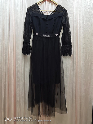 Dili专柜正品 春秋法式洋气黑色包臀女修身高腰显瘦两件套连衣裙