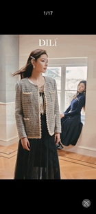 春秋 s码 25新款 大衣外套 不退不换 格子小香风短款 Dili迪骊正品