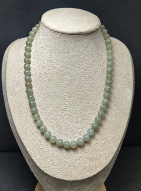 天然晴水老料 精致鸭蛋青妈妈链项链锁骨链7+mm 母亲妈妈链礼物