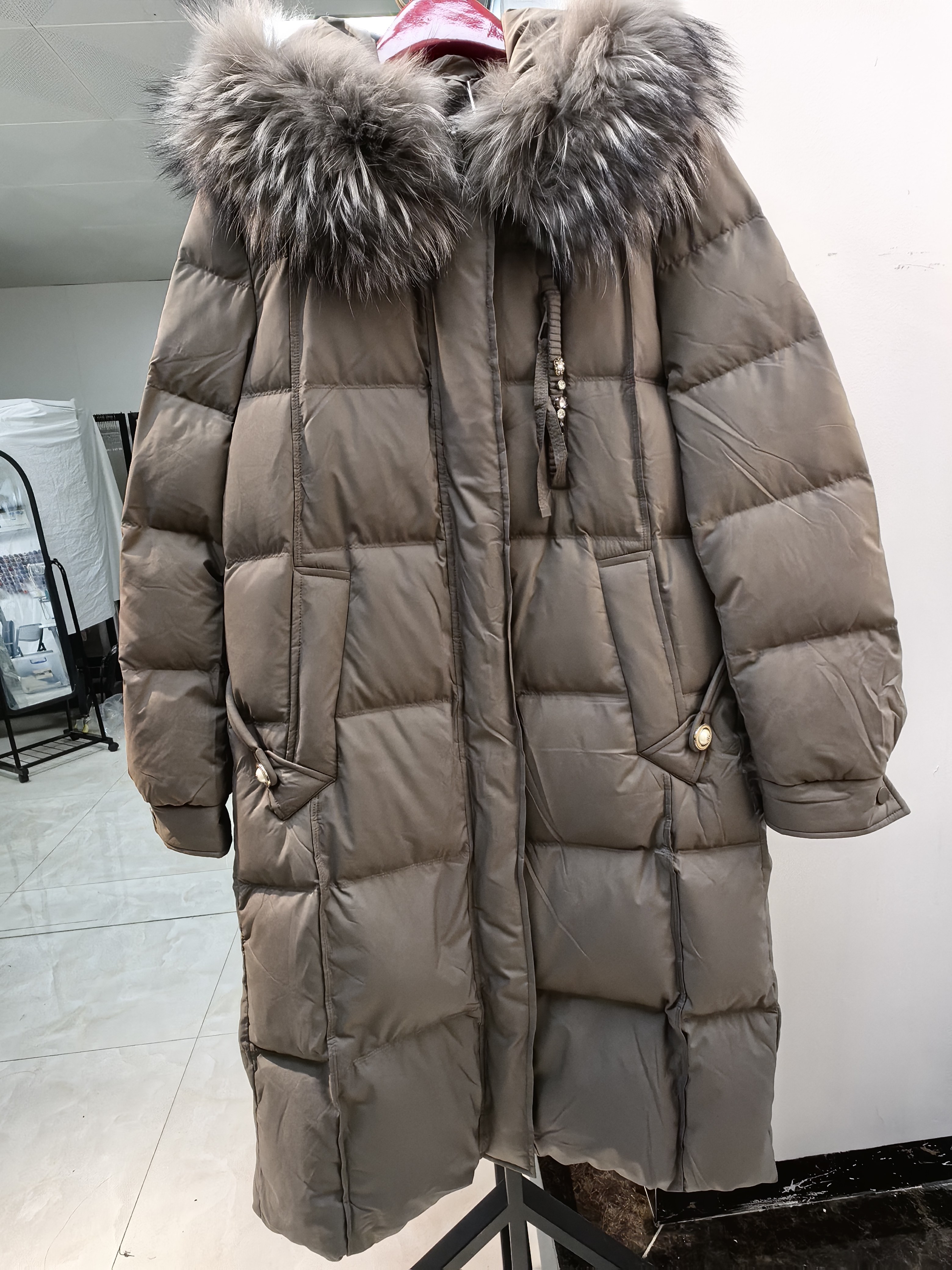 Dili迪骊专柜正品 26新款春秋女装深灰长款鸭绒羽绒