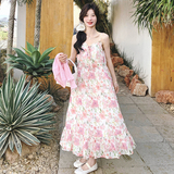 【】度假风多巴胺花朵吊带裙+粉开衫套装7707-P155K228，女装套装/套裙，2C069