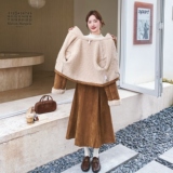 棕色保暖复古牛角扣外套两件套女2025冬季氛围感半身裙淡人两件套，女装套装/套裙，2C069