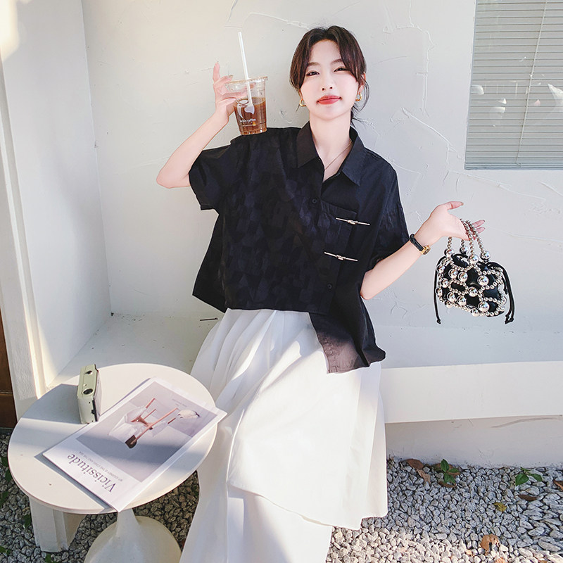 新中式风衬衫套装裙女2025夏季新款高级感复古上衣半身裙两件套,女装套装/套裙,2C069