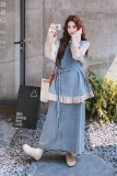 【大货】波点拼接假两件牛仔上衣+半身裙套装F639-P175K258，女装套装/套裙，2C069