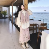 【】新中式流苏提花马甲+衬衫+半身裙3件套6306-P195K318，女装套装/套裙，2C069