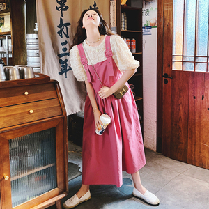 2026夏季设计感树莓粉宽松显瘦背带裙 88616-P145 K198图片