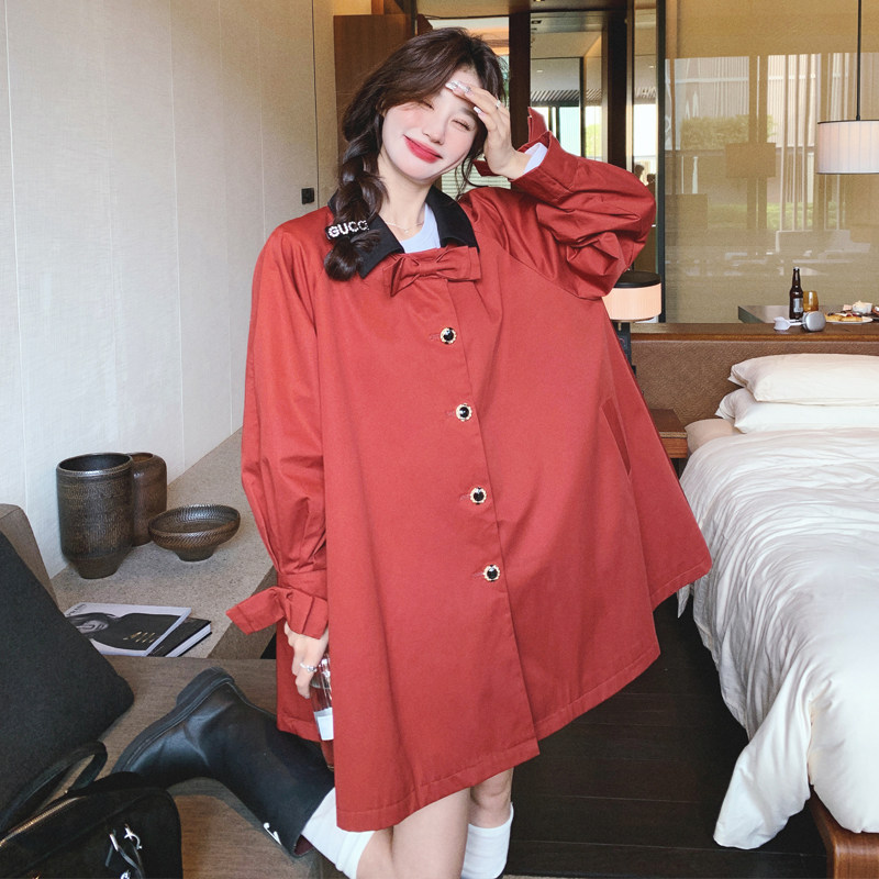 2026春款小个子宽松蝴蝶结风衣外套88015-P155K218，女装风衣，2C069