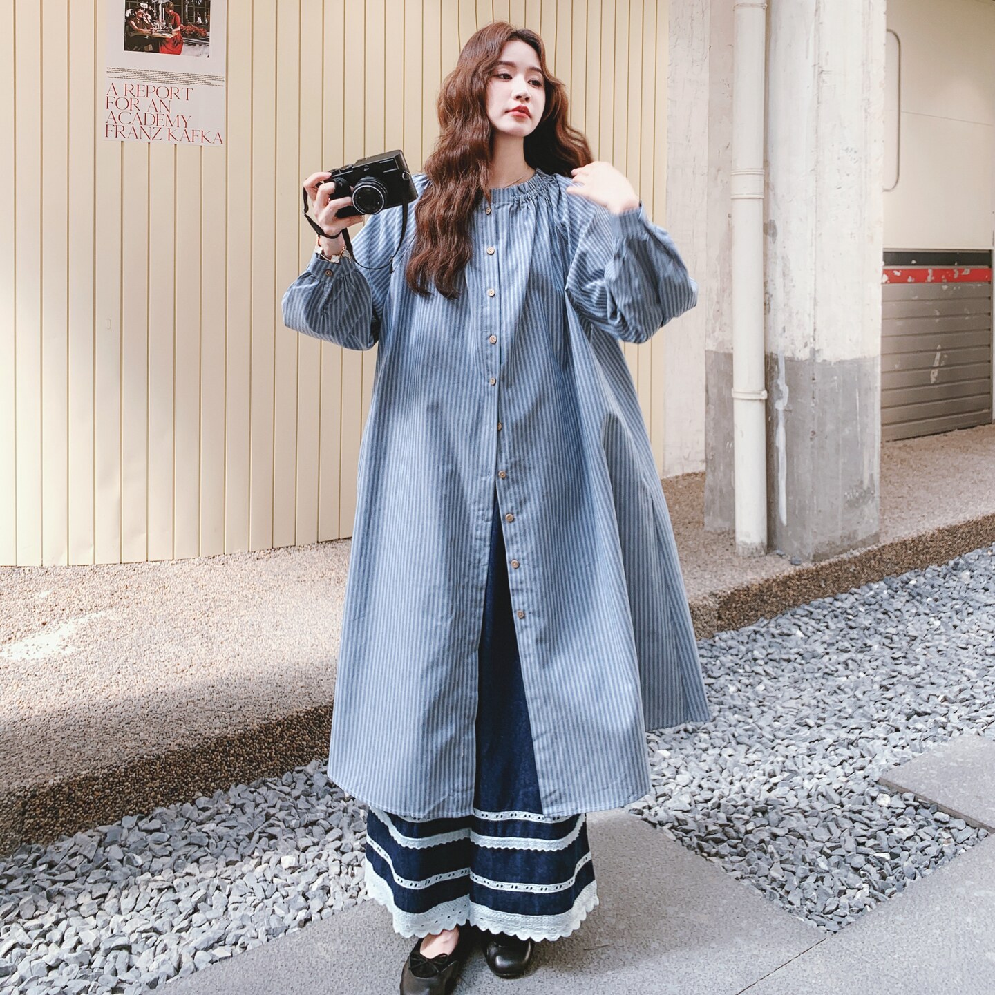 森系小清新连衣裙套装女2025春秋季新款韩版复古显瘦衬衫裙两件套,女装套装/套裙,2C069