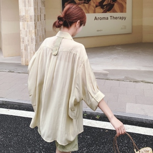 2025夏季新款韩版时尚气质百搭显瘦假两件衬衫高腰短裤两件套女潮图片