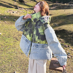 【大货】 设计感晕染撞色牛仔羽绒服 50绒 Y122-P305 K458图片