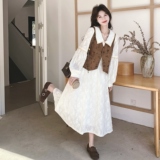 【大货】蕾丝连衣裙+蝴蝶印花马甲套装6078-P215K348，女装套装/套裙，2C069