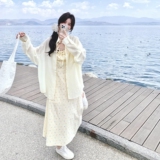 2025夏季新款度假风森女甜美碎花吊带连衣裙女夏季防晒衬衣开衫，女装套装/套裙，2C069