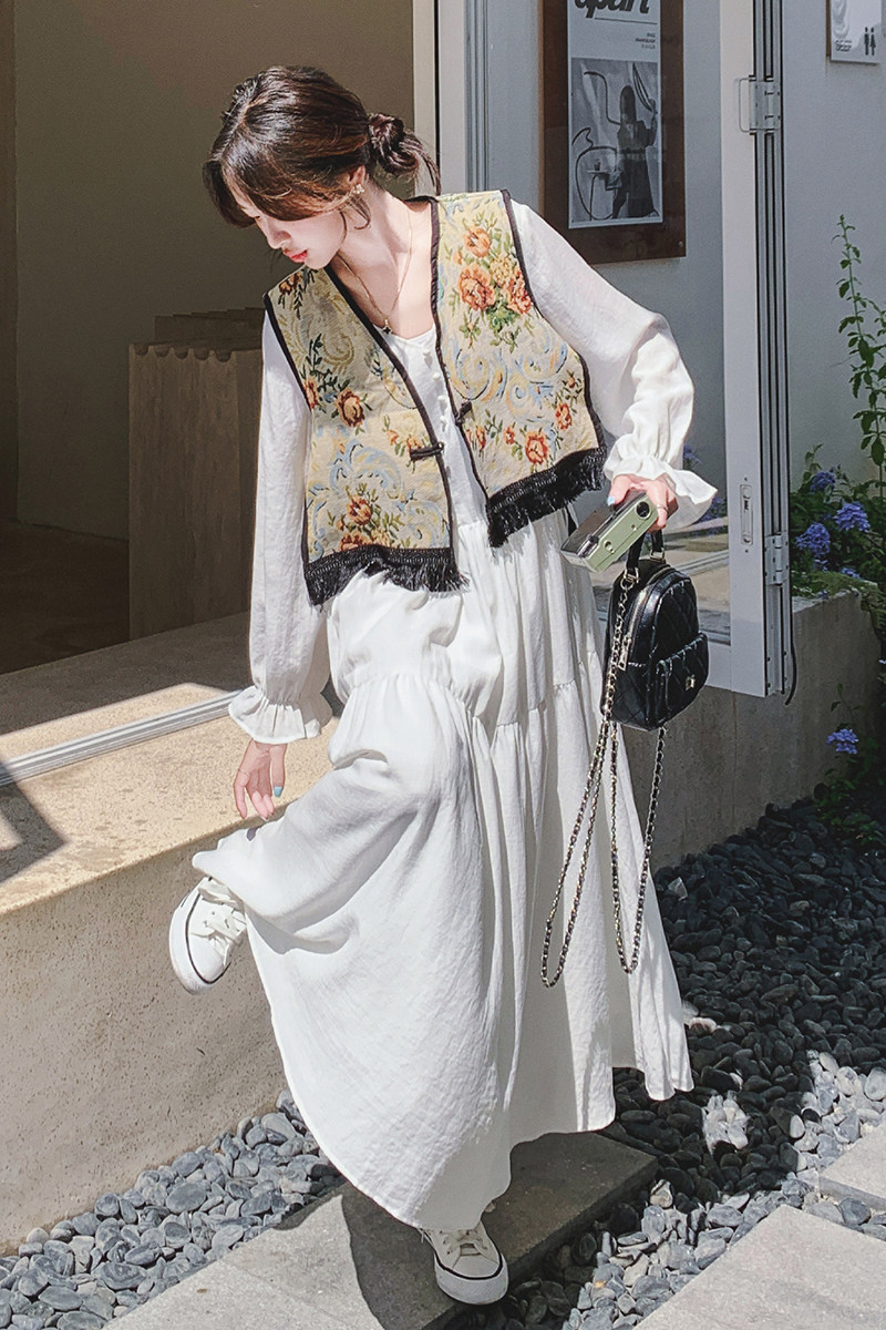 2026春风刺绣马甲+连衣裙套装99265-P165228,女装套装/套裙,2C069