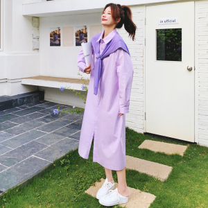 2026秋 今年流行的紫色垂感衬衫裙+针织披肩99016-P130 K188图片