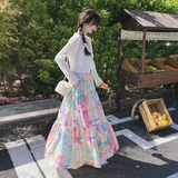 韩版甜美撞色吊带连衣裙女2025夏季新款法式收腰显瘦俏皮减龄长裙，女装套装/套裙，2C069