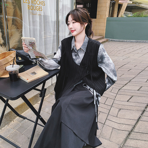 小众设计不规则衬衫马甲套装3件套 99155-P165 K228图片