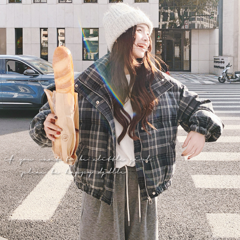 【大货】复古格纹小个子立领加厚羽绒服50绒Y115-P285K428，女装羽绒服，2C069