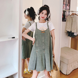 ootd穿搭牛仔背带连衣裙女夏2025年超火休闲减龄漂亮裙子两件套装，女装连衣裙，2C069