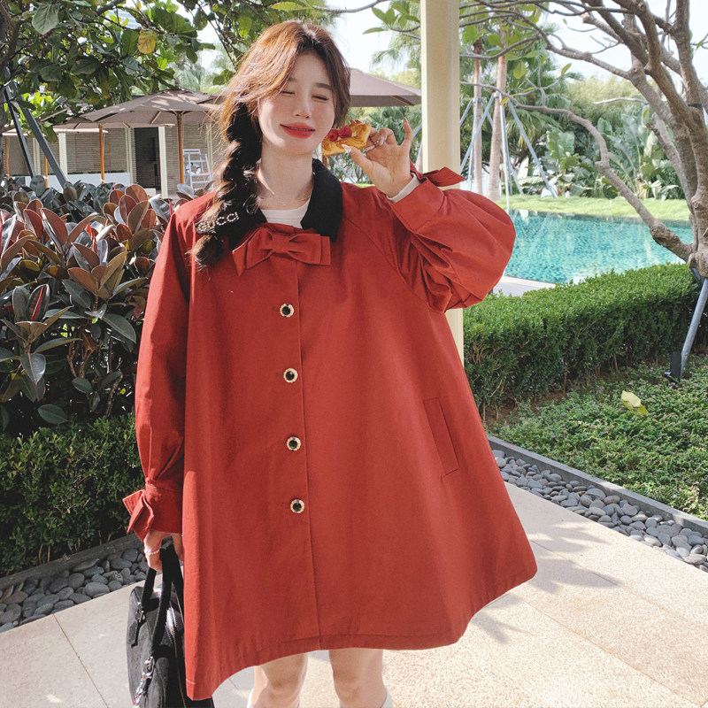 2026春款小个子宽松蝴蝶结风衣外套88015-P155K218,女装风衣,2C069