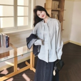 【】系带条纹衬衫+复古牛仔马甲+半身裙3件套6098-P215K348，女装套装/套裙，2C069