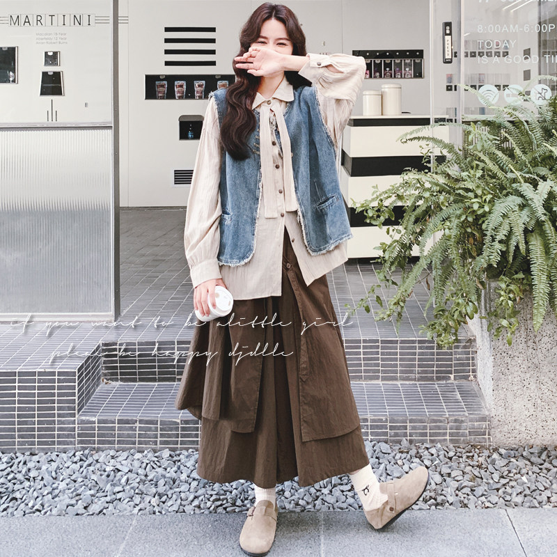 【大货】 衬衫+不规则半身裙+牛仔马甲 3件套 F613-P195 K268图片