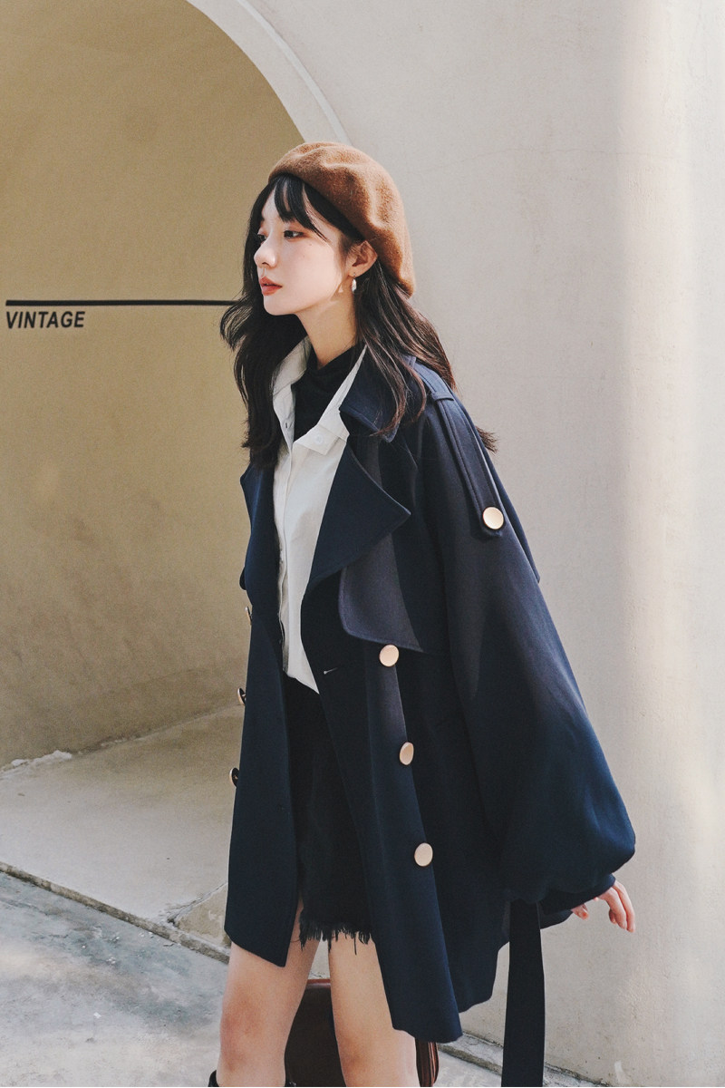 【24春】金属扣+灯笼袖风衣外套2C069-3003-P135控188,女装风衣,2C069