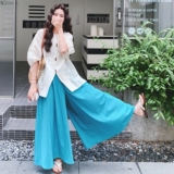 新中式国风刺绣衬衫套装女2025夏季新款气质松弛感阔腿裙裤两件套，女装套装/套裙，2C069