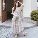 【xian货】法式绝美印花连衣裙+花边马甲套装F653-P195K288，女装套装/套裙，2C069