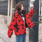 【大货】红色印花波点短款工装羽绒服50绒Y130-P285K428，女装羽绒服，2C069