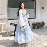 【】法式超仙花朵吊带裙开衫两件套7722-P165K248，女装套装/套裙，2C069