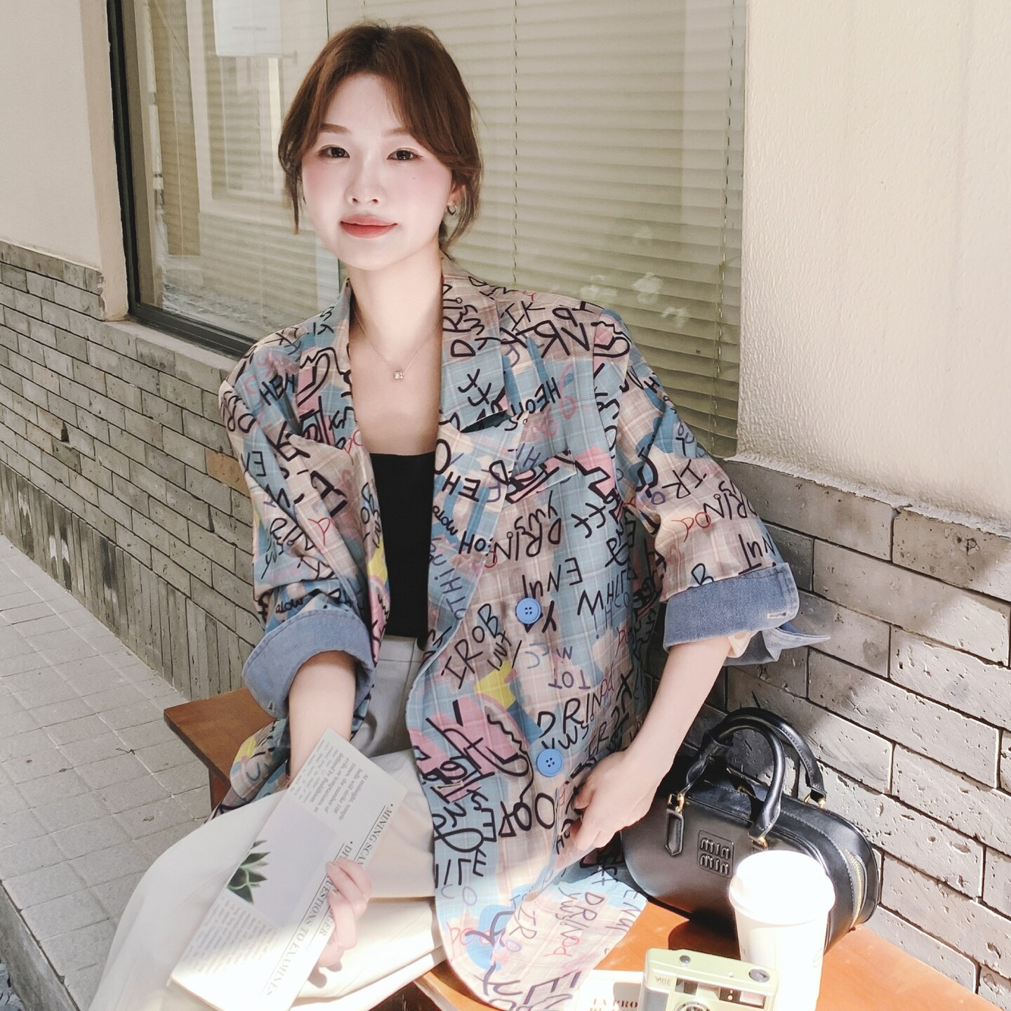 美式复古字母印花牛仔外套女2025新款设计感小众宽松休闲夹克上衣,女装短外套,2C069
