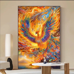 01311凤凰涅槃十字绣2024新款客厅卧室中国风竖版手工刺绣