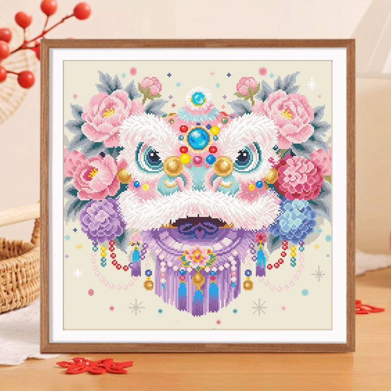 十字绣2025新款线绣客厅刺绣喜狮纳福卧室玄关手工绣棉线