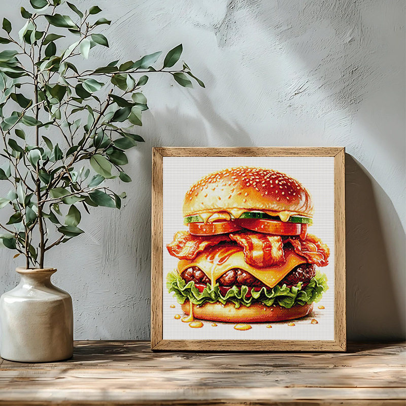 NKF2025年新款十字绣 汉堡 客厅装饰画DIY刺绣套件14CT