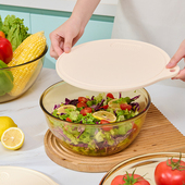 川岛屋玻璃和面盆耐高温家用烘焙打蛋盆厨房料理盆带菜板盖揉面盆