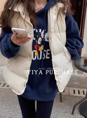 ERIA东大门 2025冬季白鸭绒宽松面包服 薄款 羽绒马甲背心坎肩