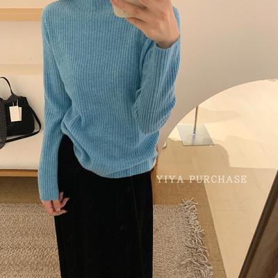 半高领针织衫打底上衣女