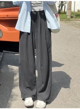 薄款天丝牛仔裤女夏季2026新款高腰垂感宽松显瘦山本慵懒感直筒裤