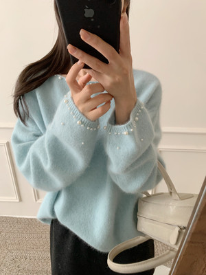 软糯浣熊绒珍珠针织衫