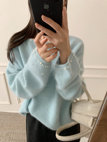 软糯浣熊绒珍珠针织衫