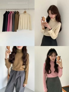 上衣女 气质百搭磨毛保暖纯色高领打底衫 冬上新 egg家韩国新款