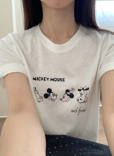 早春米奇雪花棉软糯透气短袖T恤