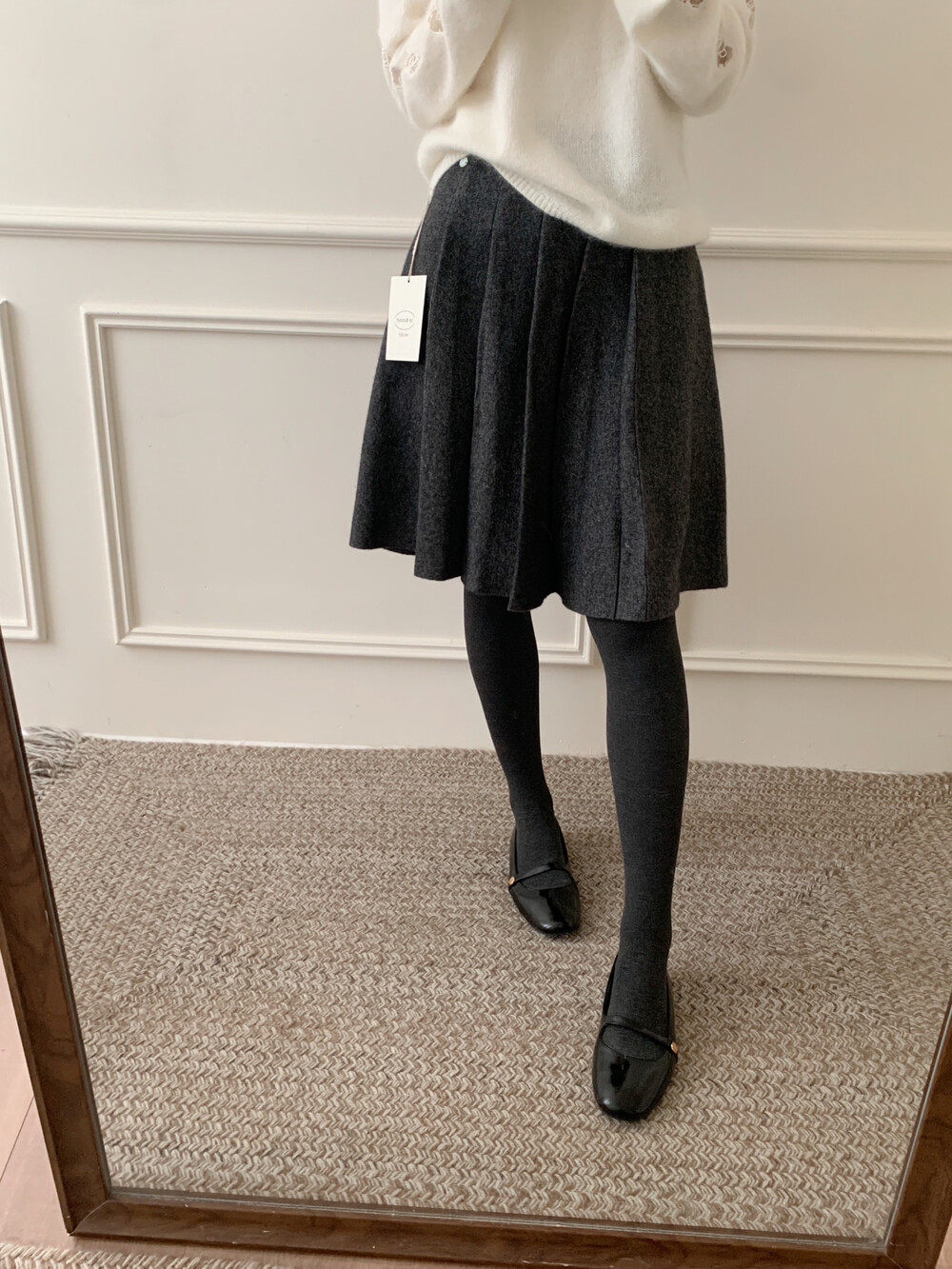 韩国气质百褶绵羊毛兔毛半身裙