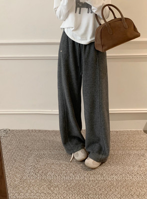 韩国一体绒气质贝壳扣休闲裤