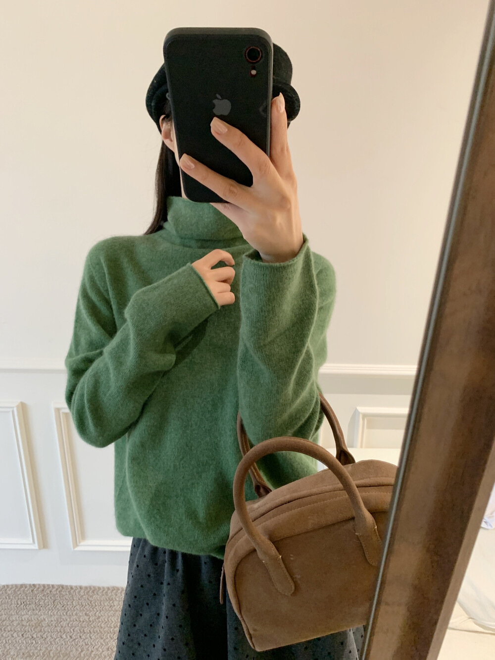 30%羊毛38%浣熊绒）韩国 气质简约浣熊绒高领卷边打底衫针织衫