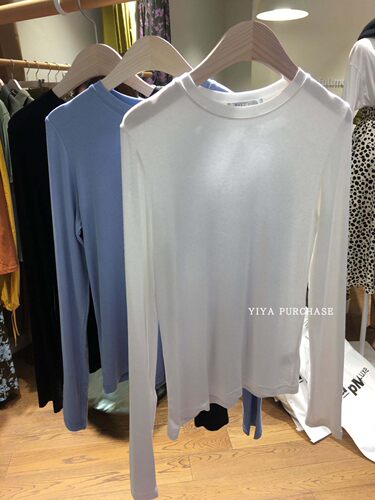 圆领长袖T恤女百搭打底衫上衣